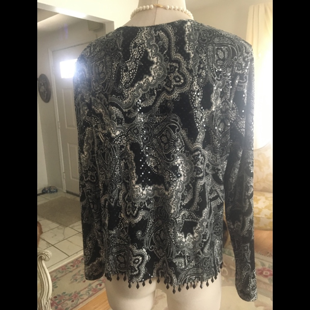 Msk Beautiful Sequence/Beaded One Button Jacket S… - image 2